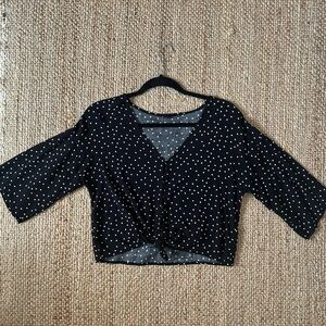 Mine Black and White Polka Dot Blouse